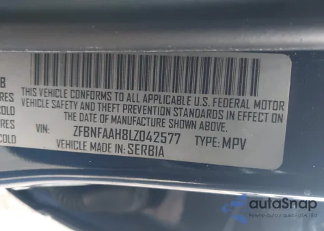 2020 Fiat 500L Pop z USA, uszkodzony, nr VIN ZFBNFAAH8LZ042577